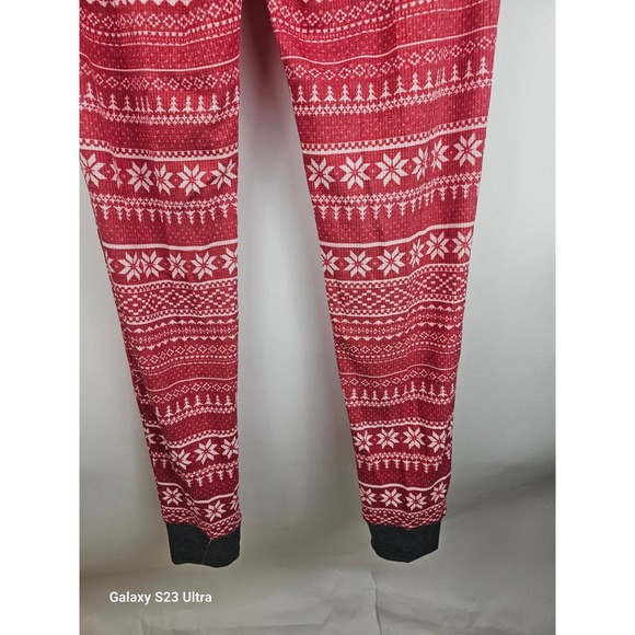 Cuddl Duds women's sxM, red and white holiday print, stretch thermal pants, NWOT - Picture 6 of 8